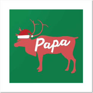 Papa Father Dad Reindeer Family Group Christmas Eve Matching Posters and Art